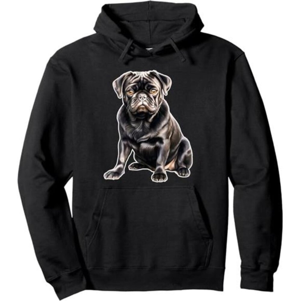 Black Pug Pullover Hoodie - Picture 3 of 6